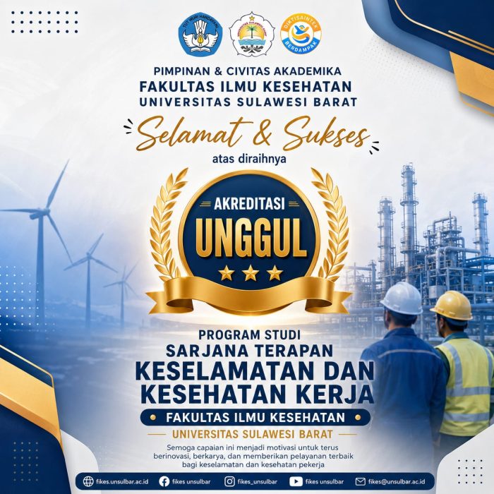 Program Studi Sarjana Terapan Keselamatan dan Kesehatan Kerja FIKES Unsulbar Raih Akreditasi Unggul